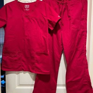 Cherokee Workwear Core Stretch Cerise Pink Scrub Set